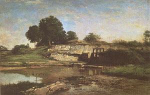 Charles-Francois Daubigny The Flood-Gate at Optevoz (mk05) oil painting image